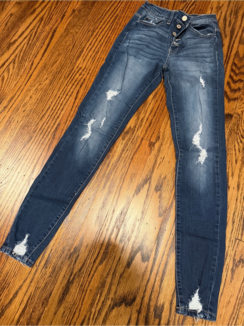 KanCan Distressed Skinny Jeans - Blue Wash